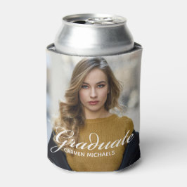 Chic White Script Overlay Afstuderen Foto Blikjeskoeler