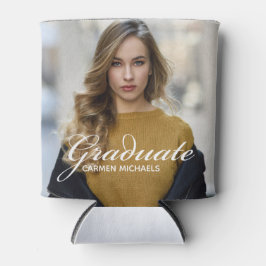 Chic White Script Overlay Afstuderen Foto Blikjeskoeler