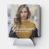 Chic White Script Overlay Afstuderen Foto Blikjeskoeler (Achterkant)