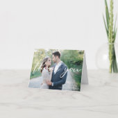 Chic White Script Overlay Weddenfoto Hartelijk dan Bedankkaart (Voorkant)