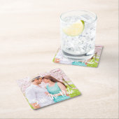 Chic White Script Verloving Photo Magnetic Kaart Kartonnen Onderzetters (Insitu)