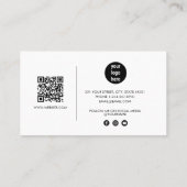 Chic White Signature Script QR Code Social Media Visitekaartje (Achterkant)