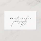 Chic White Signature Script QR Code Social Media Visitekaartje (Voorkant)
