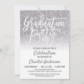 Chic White Silver Faux Glitter Ombre Afstuderen Kaart (Voorkant)
