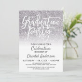 Chic White Silver Faux Glitter Ombre Afstuderen Kaart (Staand voorkant)