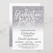 Chic White Silver Faux Glitter Ombre Afstuderen