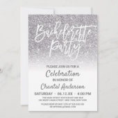 Chic White Silver Faux Glitter Ombre Bachelorette Kaart (Voorkant)