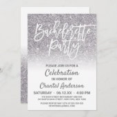 Chic White Silver Faux Glitter Ombre Bachelorette Kaart (Voorkant / Achterkant)
