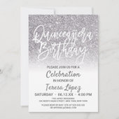 Chic White Silver Faux Glitter Ombre Quinceañera Kaart (Voorkant)