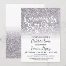 Chic White Silver Faux Glitter Ombre Quinceañera