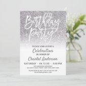 Chic White Silver Faux Glitter Ombre Verjaardag Kaart (Staand voorkant)