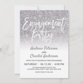 Chic White Silver Faux Glitter Ombre Verloving Kaart (Voorkant)