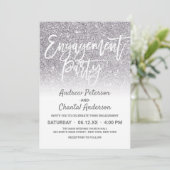 Chic White Silver Faux Glitter Ombre Verloving Kaart (Staand voorkant)