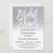 Chic White Silver Faux Glitter Ombre Vrijgezellenf Kaart (Voorkant)