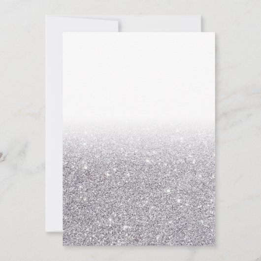 Chic White Silver Faux Glitter Ombre Wedding Kaart (Achterkant)