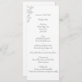 Chic White Silver Foil Floral Reception Menu Card Kaart (Voorkant / Achterkant)