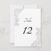 Chic White Silver Foil Floral Table Number Card Kaart (Voorkant)