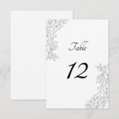 Chic White Silver Foil Floral Table Number Card Kaart (Voorkant / Achterkant)