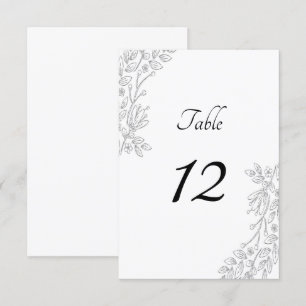 Chic White Silver Foil Floral Table Number Card Kaart