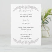 Chic White Silver Foil Floral Wedding Invitation Kaart (Staand voorkant)