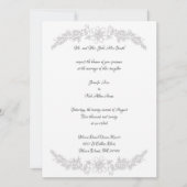 Chic White Silver Foil Floral Wedding Invitation Kaart (Voorkant)