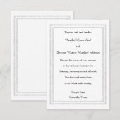 Chic White Silver Glitter Trim-3x5Wedding Invitate Kaart (Voorkant / Achterkant)
