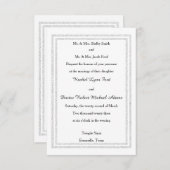 Chic White Silver Glitter Trim-3x5Wedding Invition Kaart (Voorkant / Achterkant)