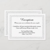 Chic White Silver Glitter Trim-Reception Invition Informatiekaartje (Voorkant / Achterkant)