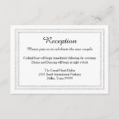 Chic White Silver Glitter Trim-Reception Invition Informatiekaartje (Voorkant)