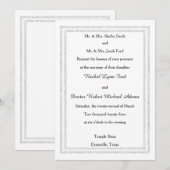 Chic White Silver Glittered Trim-Wedding Invition Kaart (Voorkant / Achterkant)