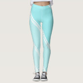 Chic White Snow onder Eggshell Blauwe Banden Print Leggings (Voorkant)