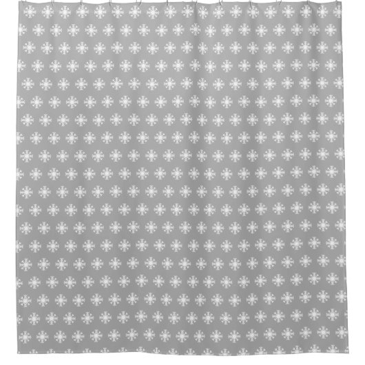 Chic White Snowflake Pattern Grey Kerstmis Douchegordijn (Voorkant)