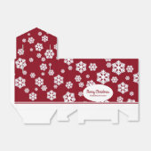 Chic White Snowflakes Nordic Pattern on Dark Red Bedankdoosjes (Uitgevouwen)
