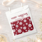 Chic White Snowflakes Nordic Pattern on Dark Red C Bedankzakje (Geknipt)