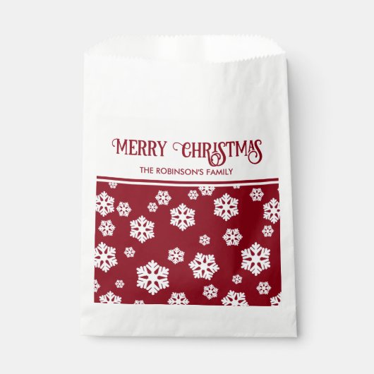 Chic White Snowflakes Nordic Pattern on Dark Red C Bedankzakje (Voorkant)
