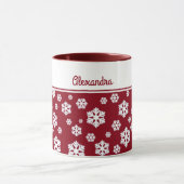 Chic White Snowflakes Nordic Pattern on Dark Red Mok (Midden)