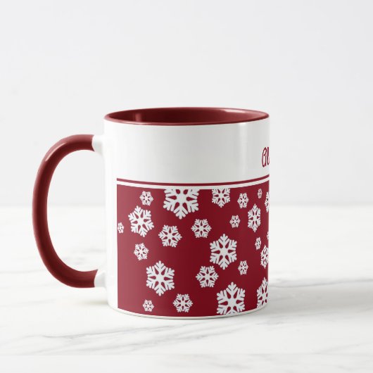 Chic White Snowflakes Nordic Pattern on Dark Red Mok (Links)