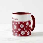 Chic White Snowflakes Nordic Pattern on Dark Red Mok (Voorkant rechts)