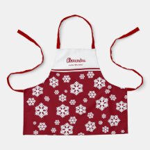 Chic White Snowflakes Nordic Pattern on Dark Red