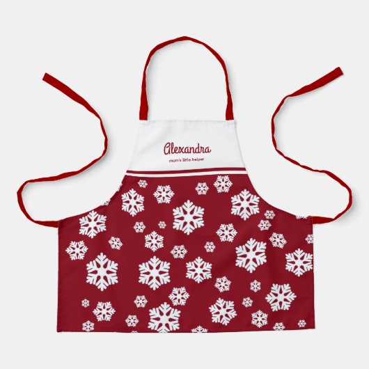 Chic White Snowflakes Nordic Pattern on Dark Red Schort (Voorkant)