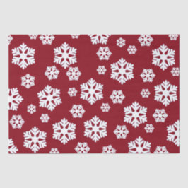 Chic White Snowflakes Nordic Pattern on Dark Red Tissuepapier