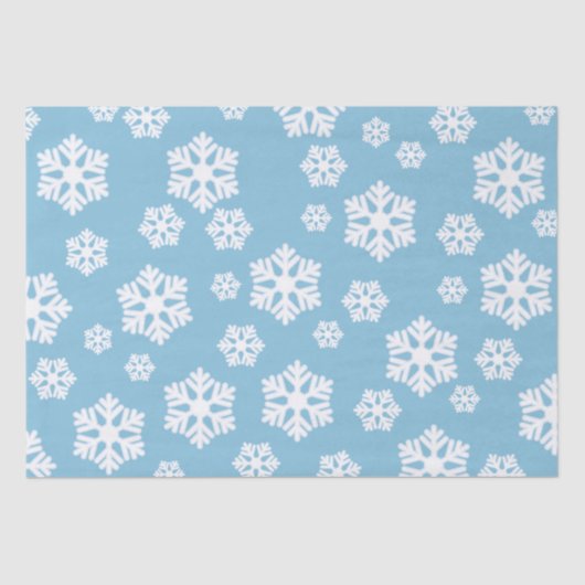 Chic White Snowflakes Nordic Pattern on Ice Blue Tissuepapier (Voorkant)