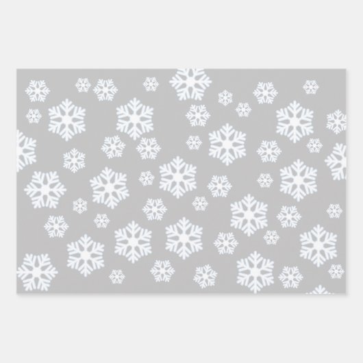 Chic White Snowflakes Nordic Pattern on Light Grey Inpakpapier Vel (Voorkant 3)