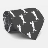 Chic White Sports Golfer Silhouette Stropdas (Opgerold)