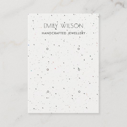 CHIC WHITE TERRAZZO TEXTURE 3 EARRING DISPLAY LOGO VISITEKAARTJE (Voorkant)