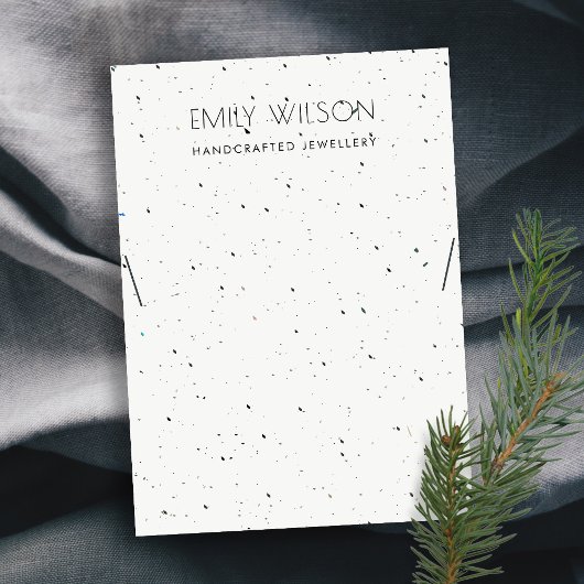 CHIC WHITE TERRAZZO TEXTURE KETTING DISPLAY LOGO VISITEKAARTJE