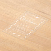 Chic White Wavy Lijst Vrijgezellenfeest Acryl Uitnodigingen (Laagn)