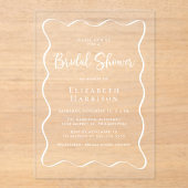 Chic White Wavy Lijst Vrijgezellenfeest Acryl Uitnodigingen (Voorkant)