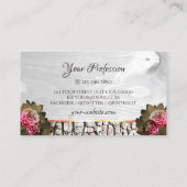 Chic White Wood Grain Roze Roses Natural Tree Bark Visitekaartje (Achterkant)