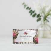 Chic White Wood Grain Roze Roses Natural Tree Bark Visitekaartje (Staand voorkant)
